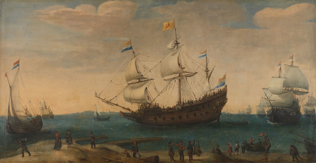 Un certain nombre de navires des Indes orientales au large de la côte (Le Mauritius et d