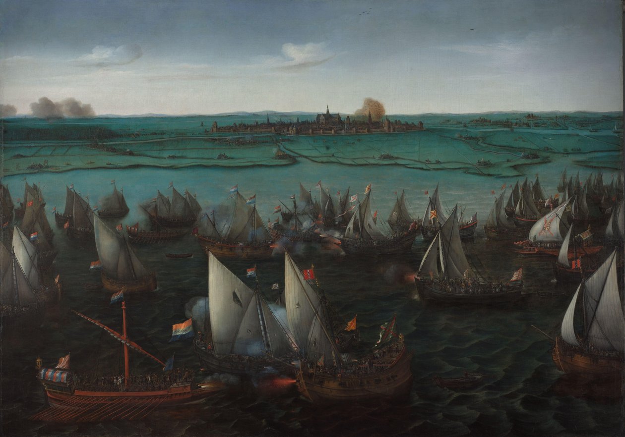 Bataille entre navires hollandais et espagnols sur le Haarlemmermeer - Hendrick Cornelisz. Vroom