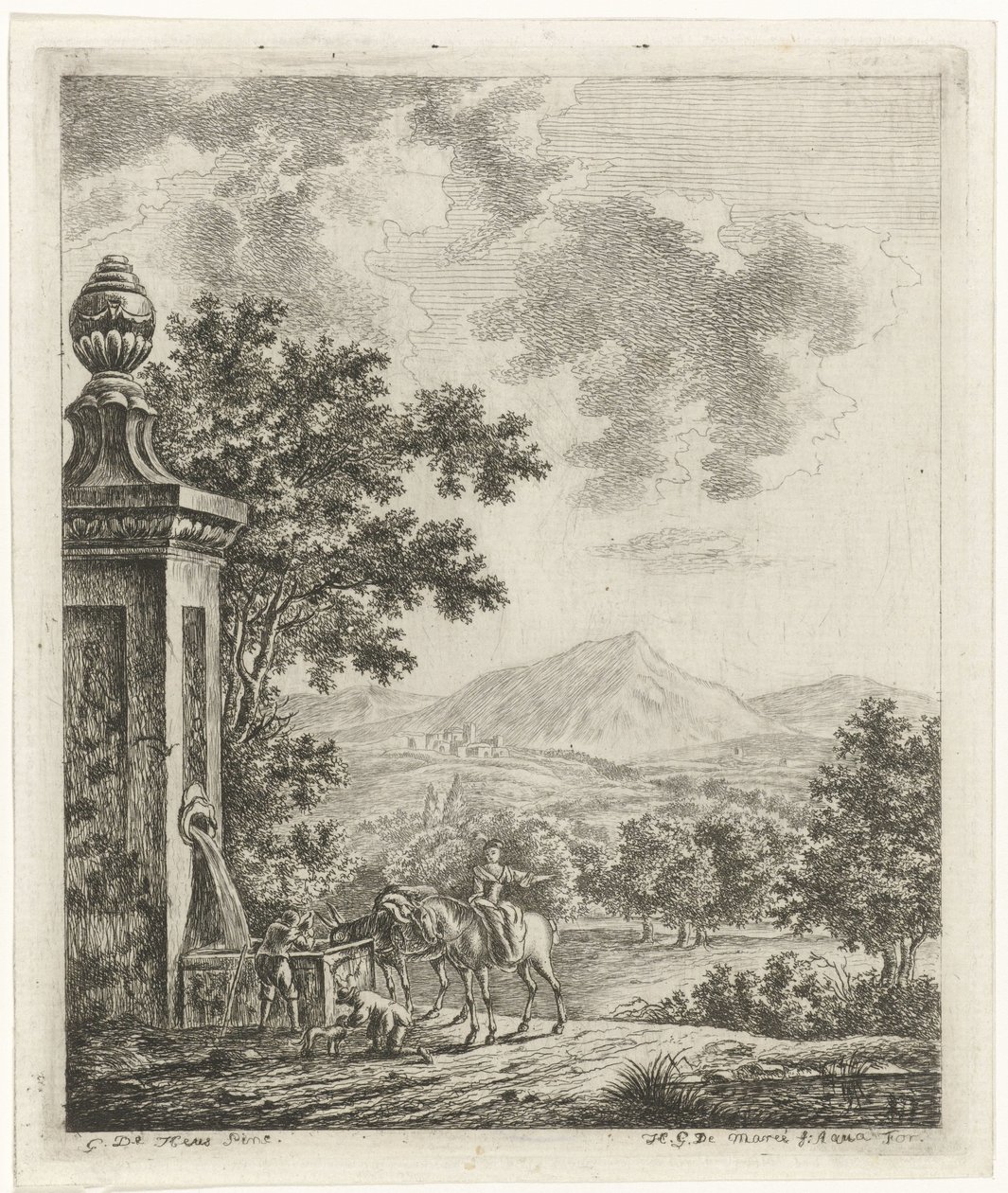 Paysage avec personnages près d