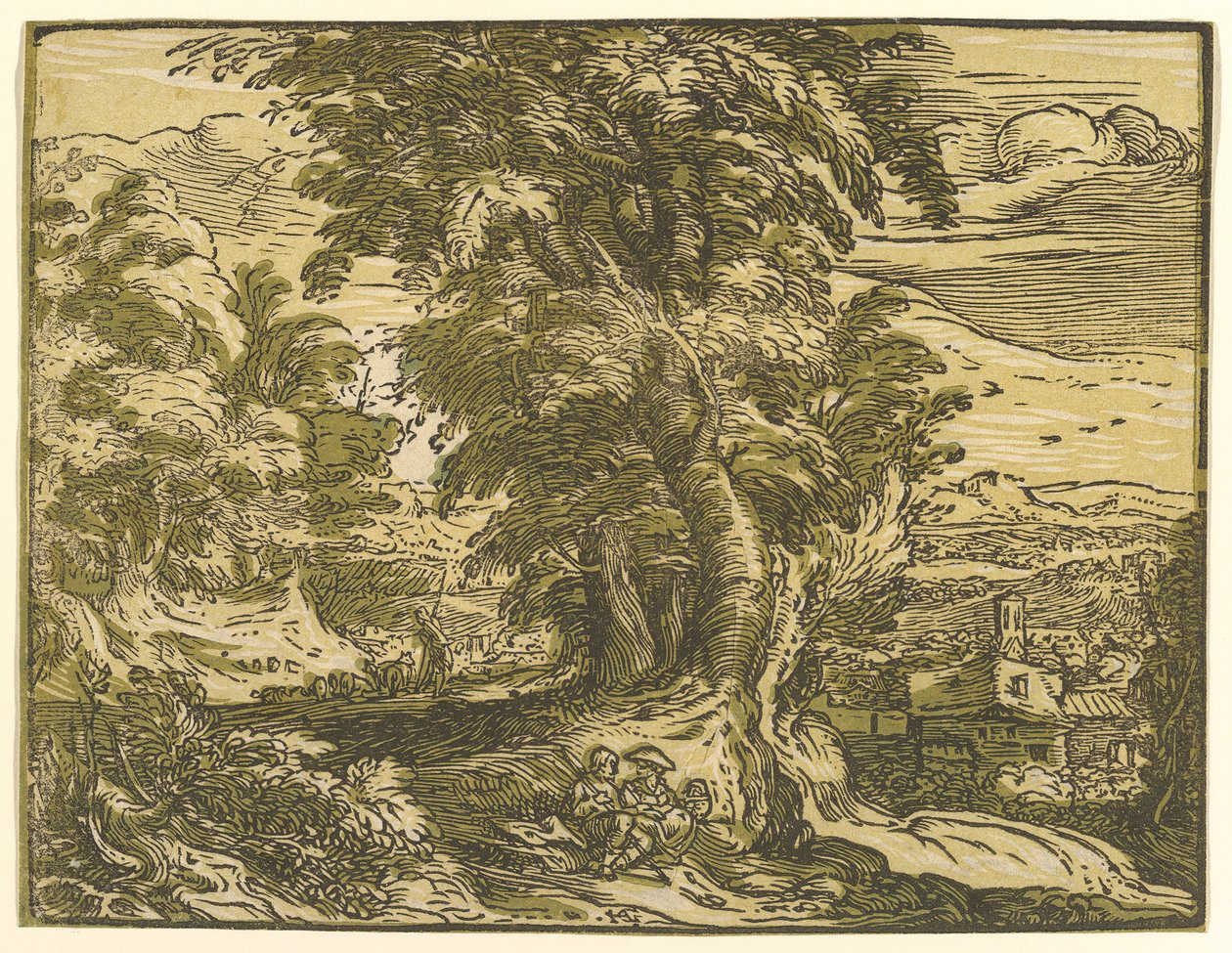 Paysage avec couple assis - Hendrik Goltzius