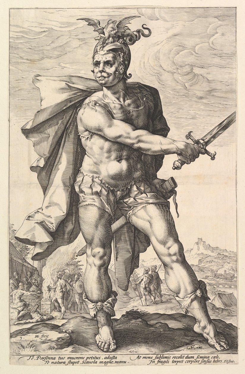 Mucius Scaevola, de la série Les Héros Romains, 1586 - Hendrik Goltzius