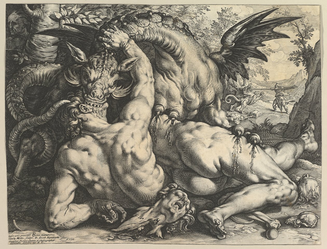 Le Dragon dévorant les compagnons de Cadmus - Hendrik Goltzius