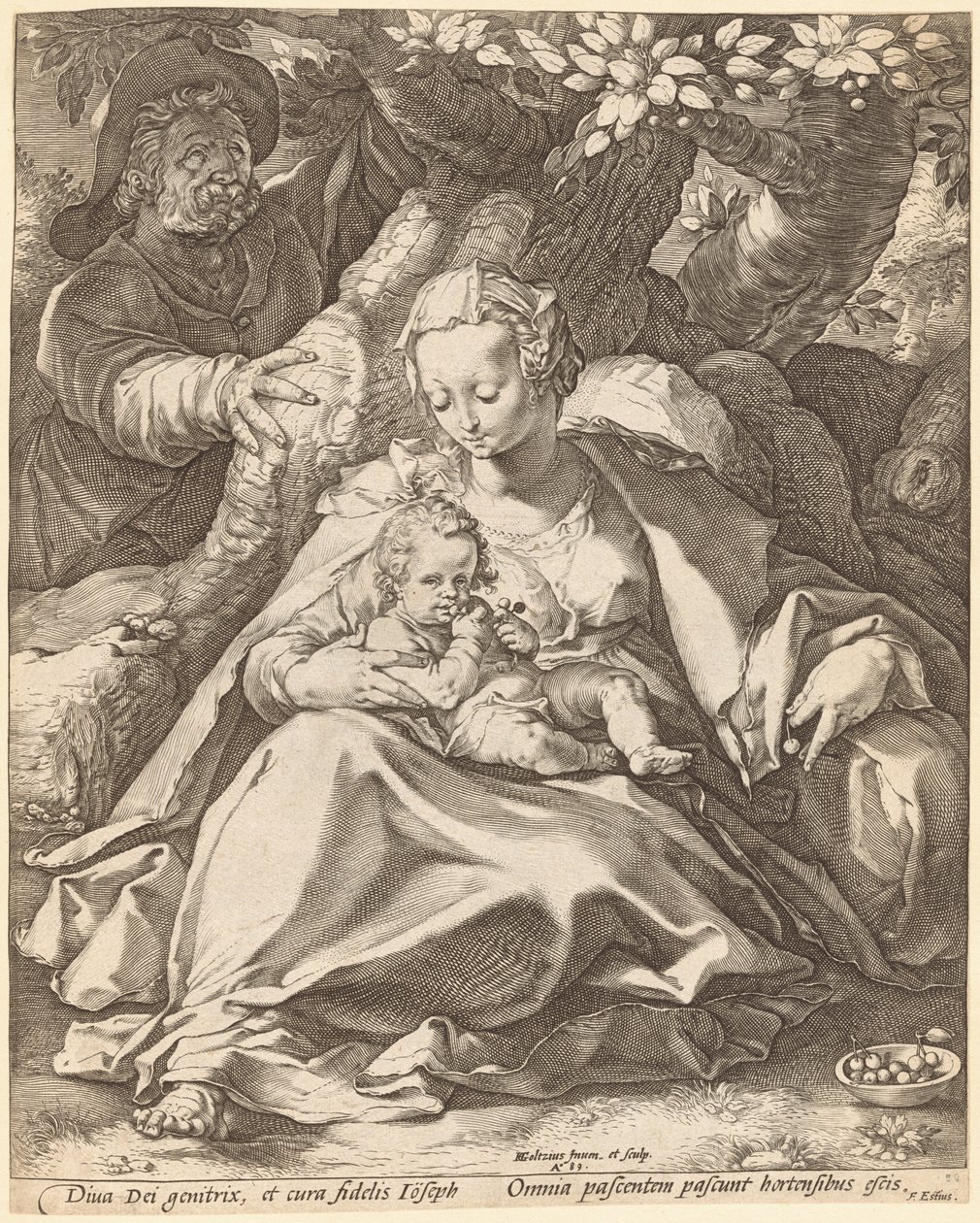 La Sainte Famille sous un cerisier - Hendrik Goltzius