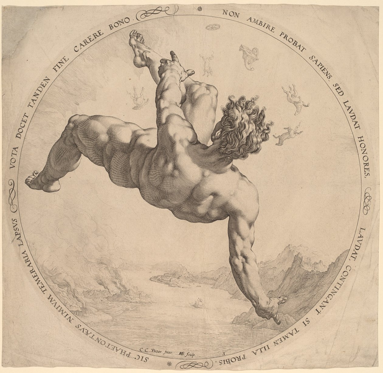 Phaéton - Hendrik Goltzius, after Cornelis Cornelisz van Haarlem