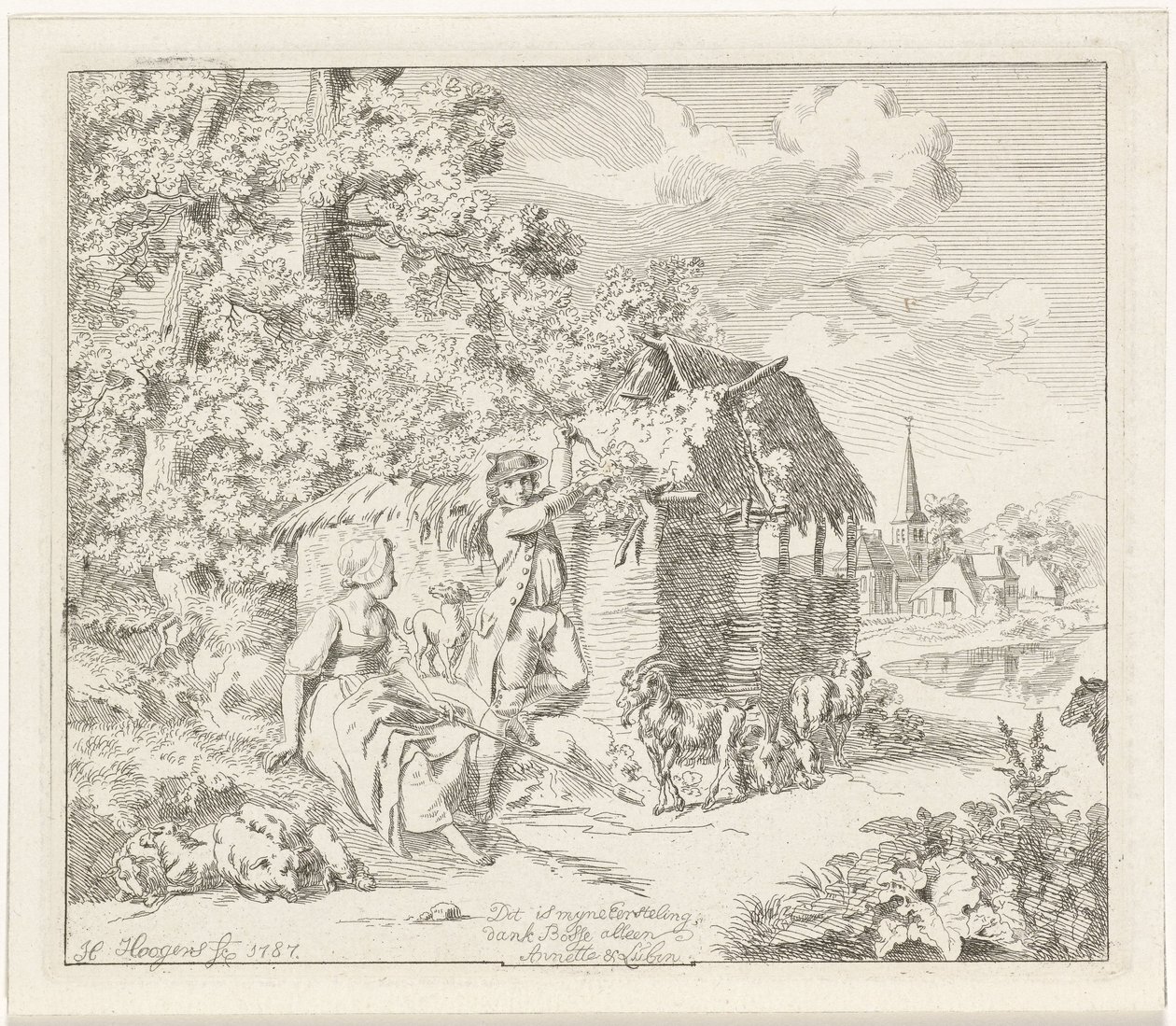 Bergère et jeune homme près d