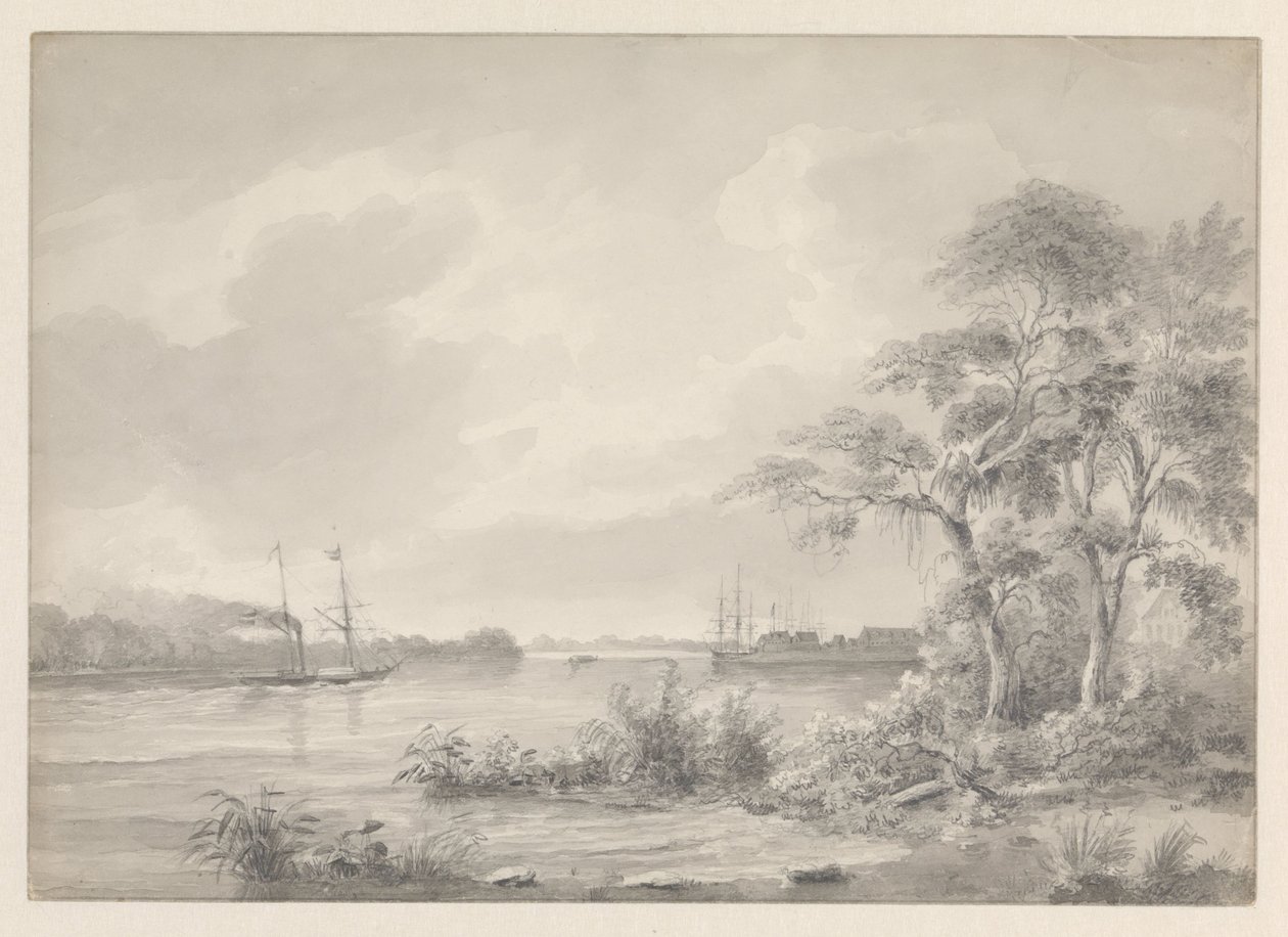 Fort Zeelandia vu en remontant la rivière Suriname - Hendrik Huygens