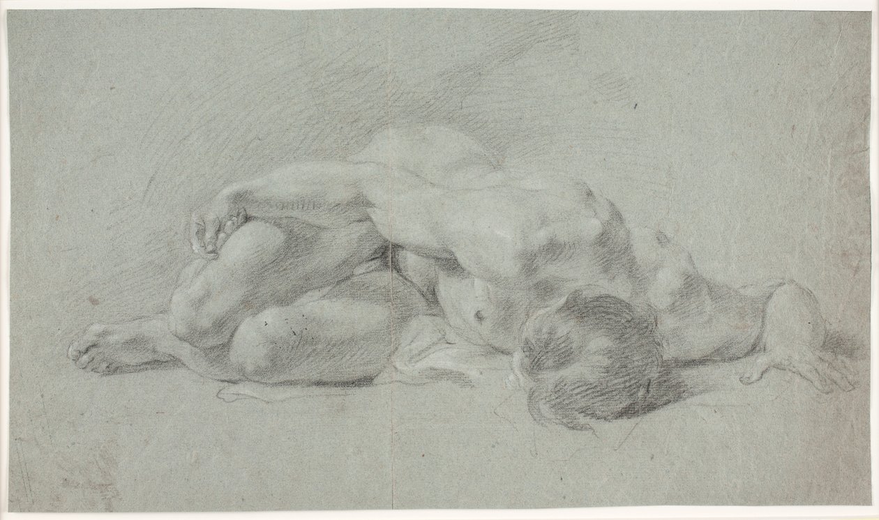 Étude de Modèle Masculin, Allongé, Recroquevillé - Hendrik Krock