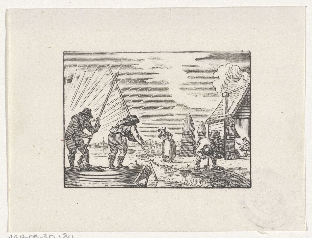 Figures dans une tourbière travaillant la tourbe - Hendrik Numan