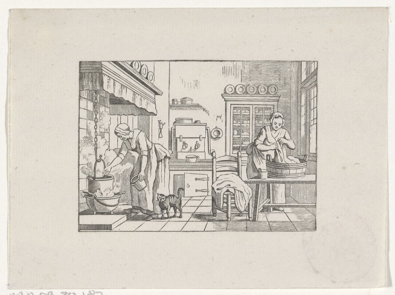 Intérieur de cuisine avec deux femmes au travail - Hendrik Numan