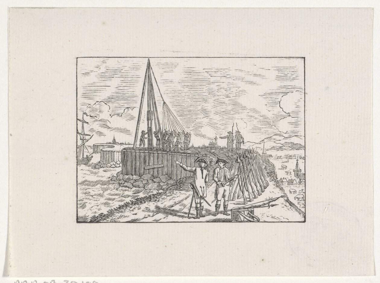 Soldats travaillant sur une côte fortifiée - Hendrik Numan