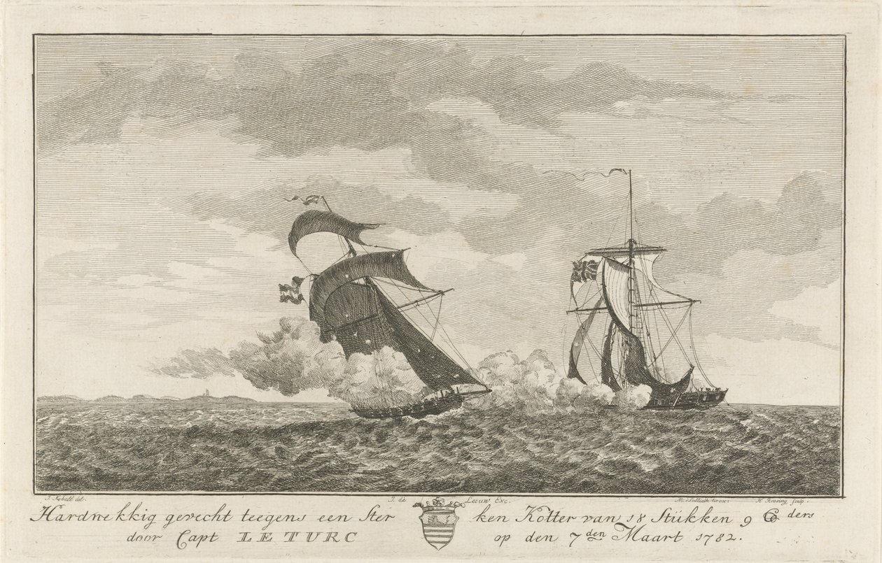 Combat contre un cotre puissant, 1782 - Hendrik Roosing