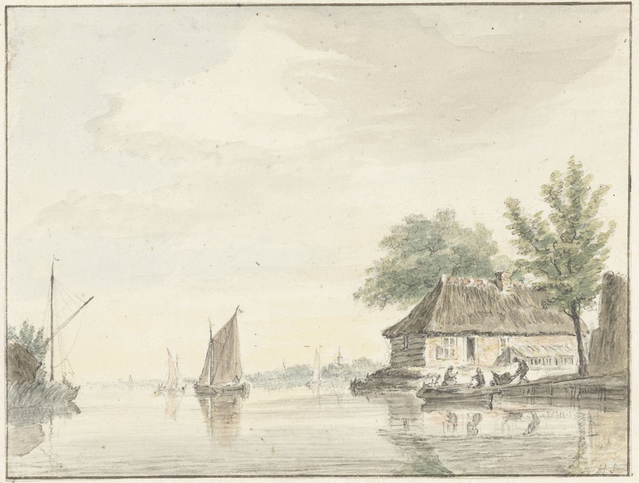 Paysage fluvial avec bateaux à voile - Hendrik Spilman