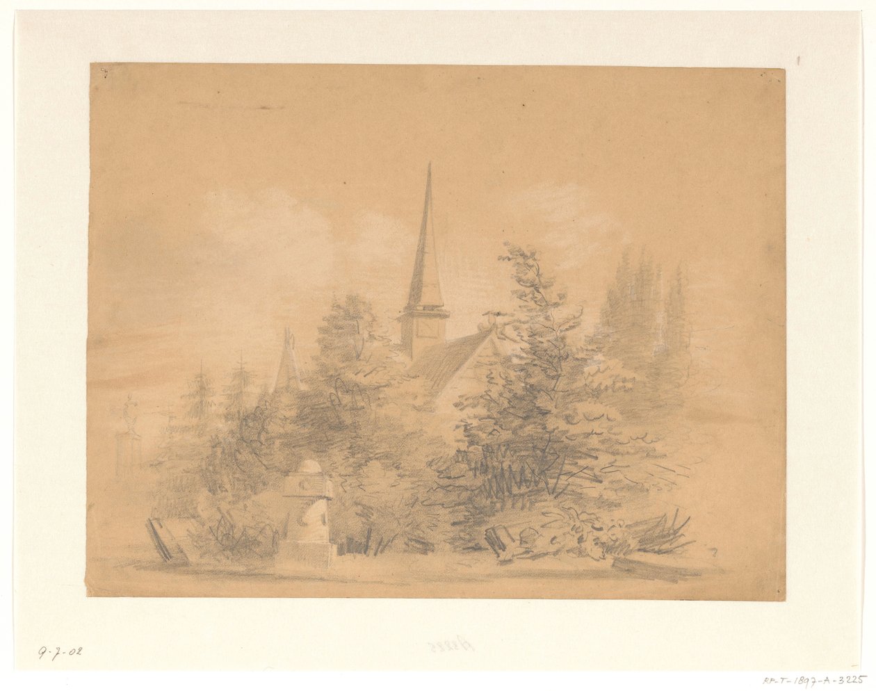 Petite église entre les arbres - Hendrik Valkenburg