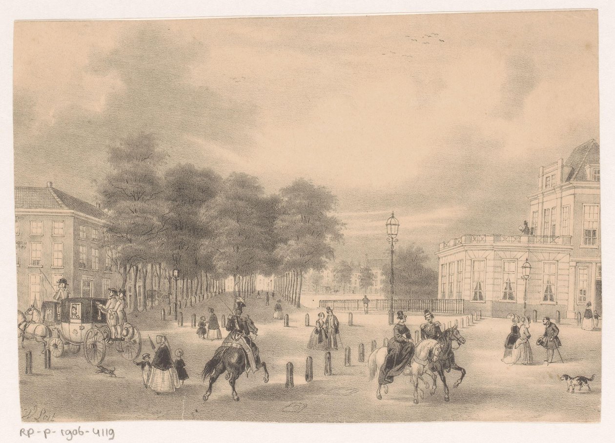 Gezicht vanaf de Plaats naar de Vijverberg in Den Haag - Hendrik Wilhelmus Last
