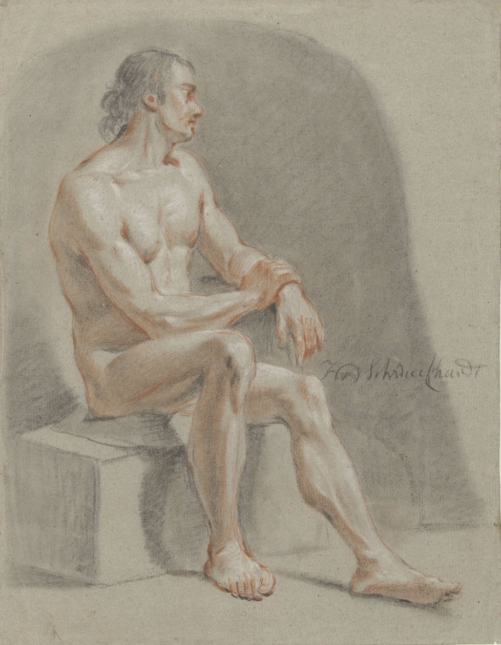 Nu masculin assis, vers la droite - Hendrik Willem Schweickhardt