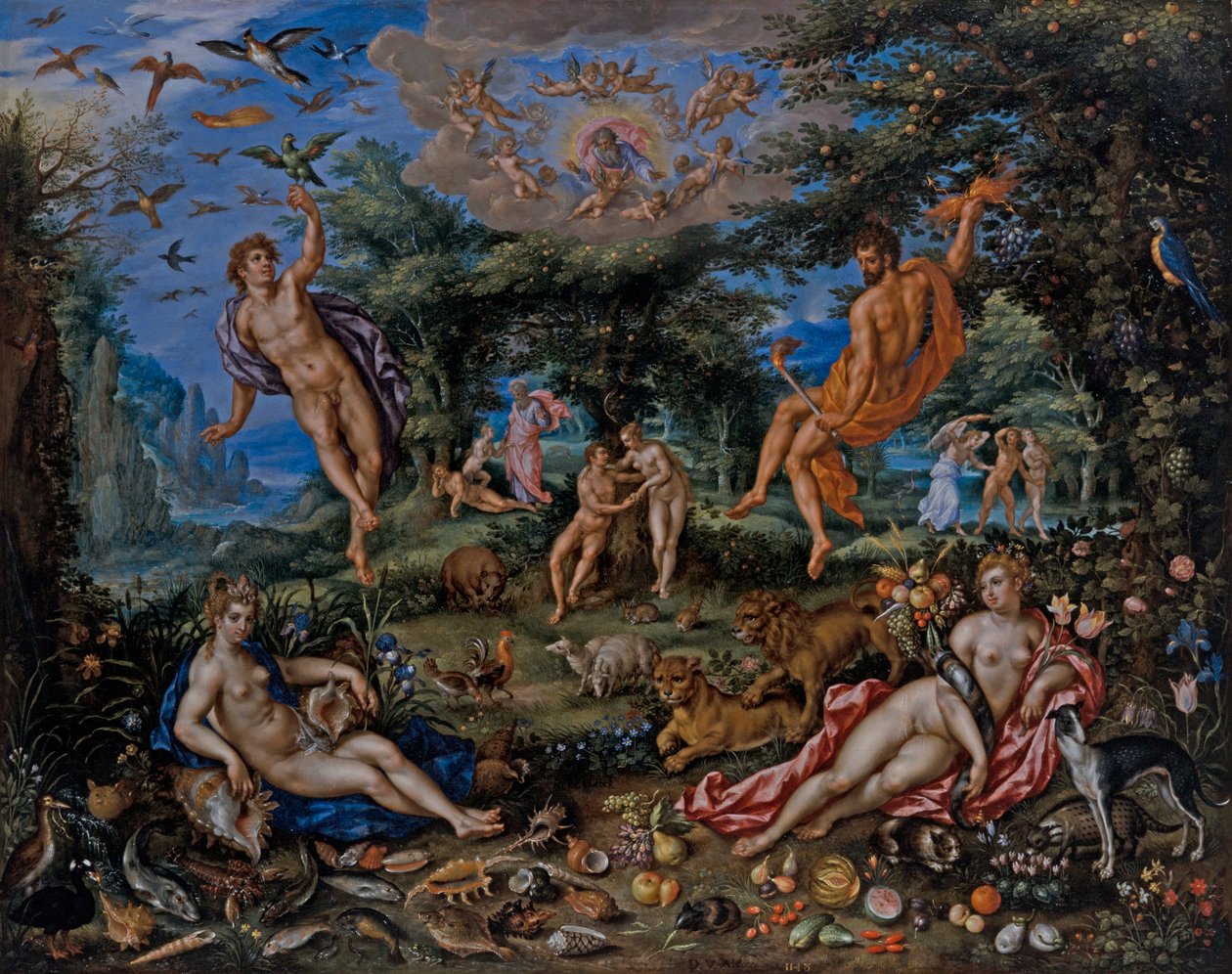 Les Quatre Éléments, avec des scènes de la Genèse au-delà - Hendrik de & Alsloot Denis van (c.1573 1625/26) Clerck