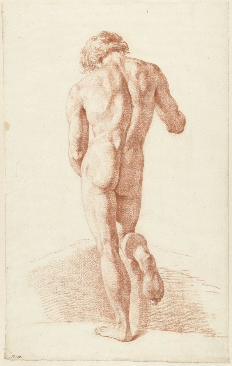 Homme nu debout, vu de dos, appuyé sur le genou droit - Hendrik de Flines
