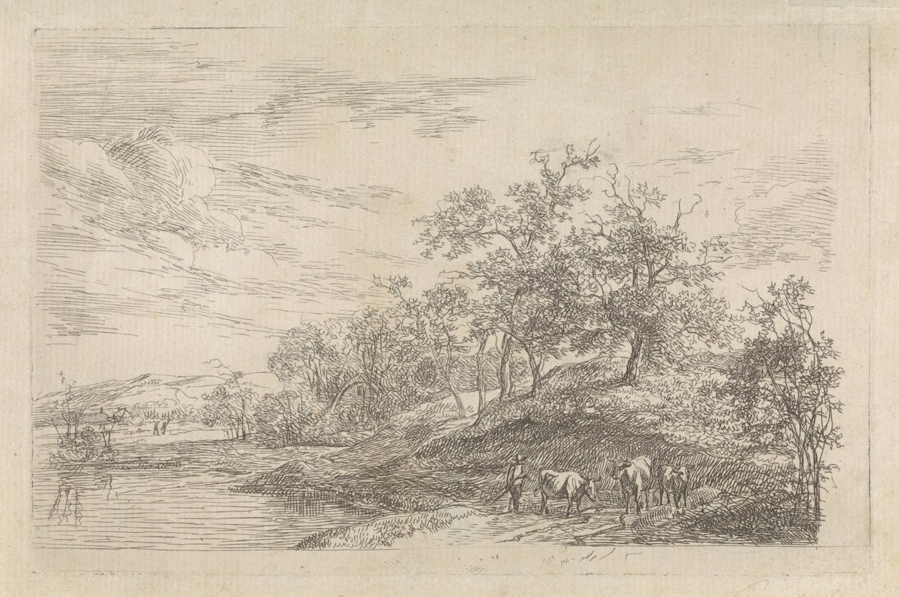 Paysage vallonné avec berger et vaches - Hendrikus van de Sande Bakhuyzen