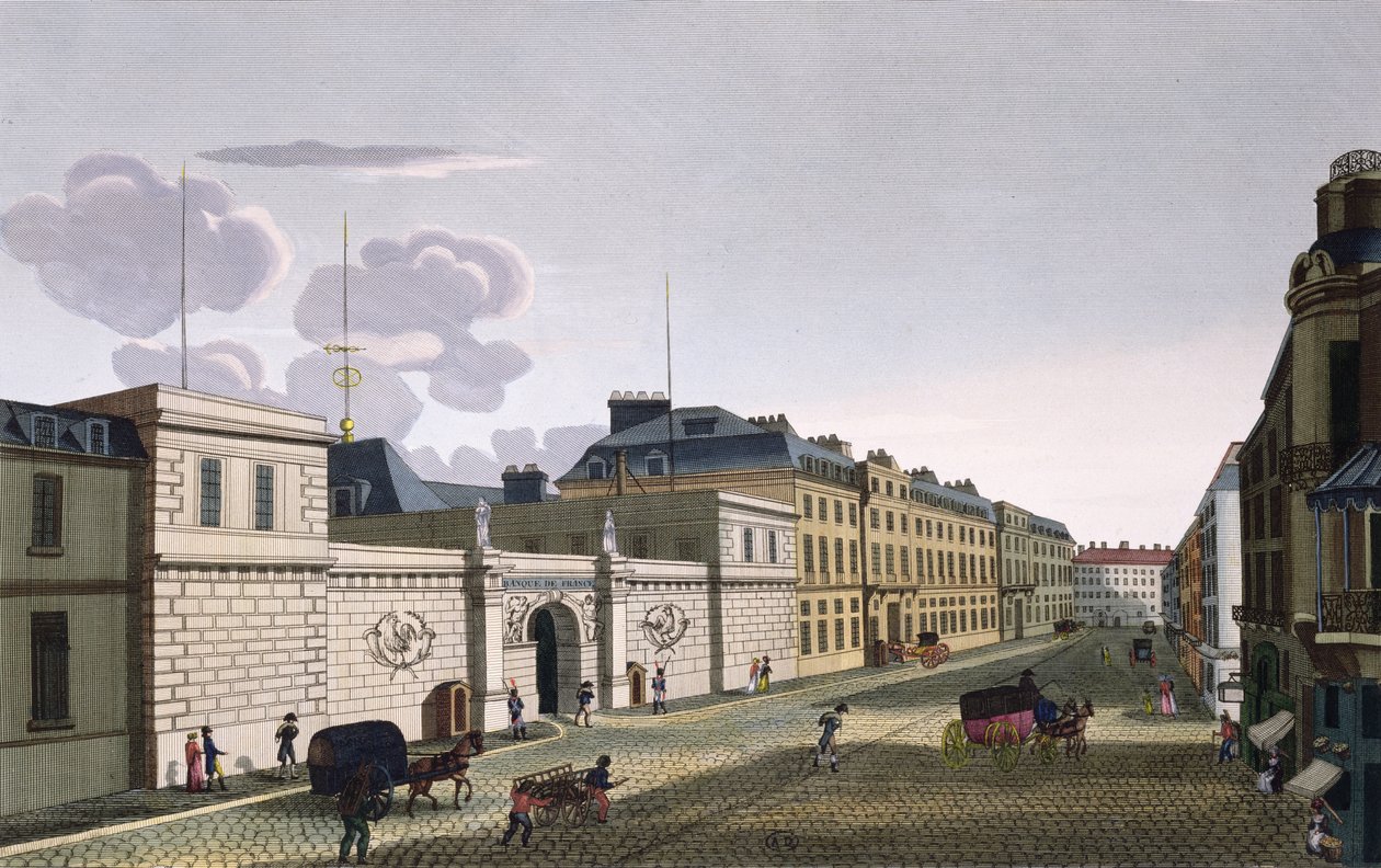 La Banque de France depuis la Rue Croix-Petits-Champs, gravée par Eugene Dubois, 1800 - Henri Courvoisier Voisin