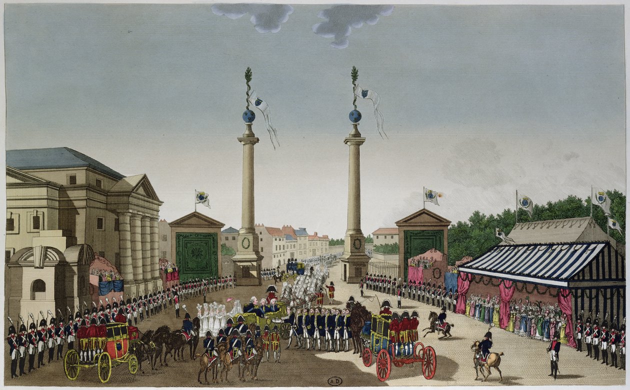 Présentation des clés de Paris au roi Louis XVIII à la Barrière Saint-Denis le 3 mai 1814, c.1815-20 - Henri Courvoisier Voisin