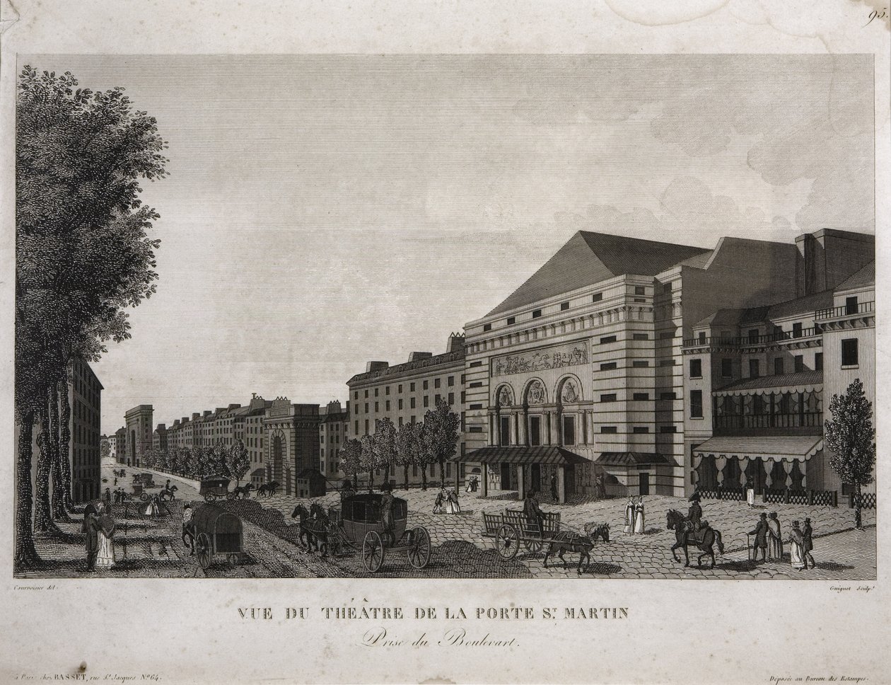 Théâtre de la Porte Saint-Martin, Boulevard Montmartre, Paris, gravé par Guiguet, vers 1810 - Henri Courvoisier Voisin
