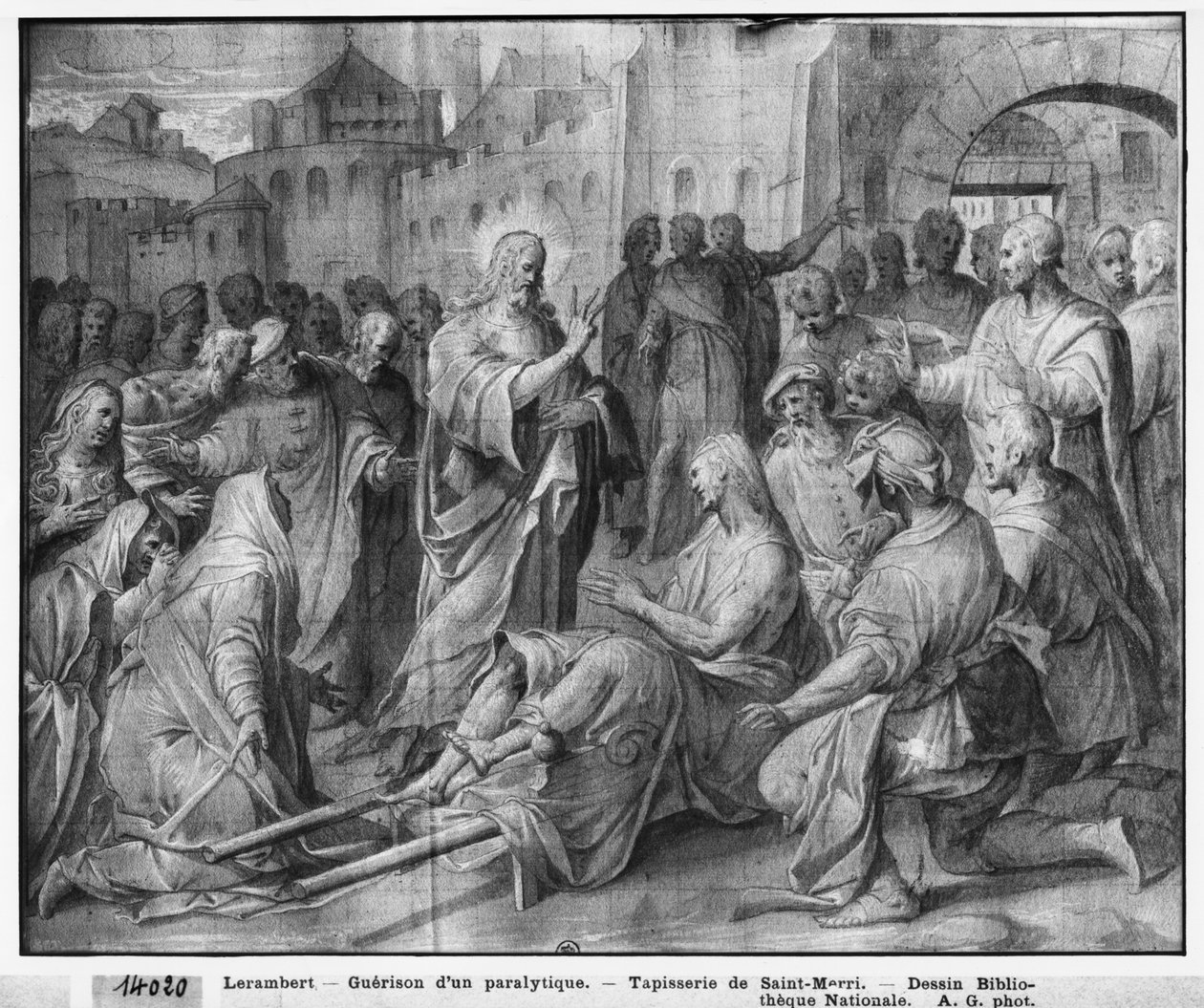 Vie du Christ, Jésus guérissant un paralytique à Capharnaüm, étude préparatoire de la tapisserie pour l