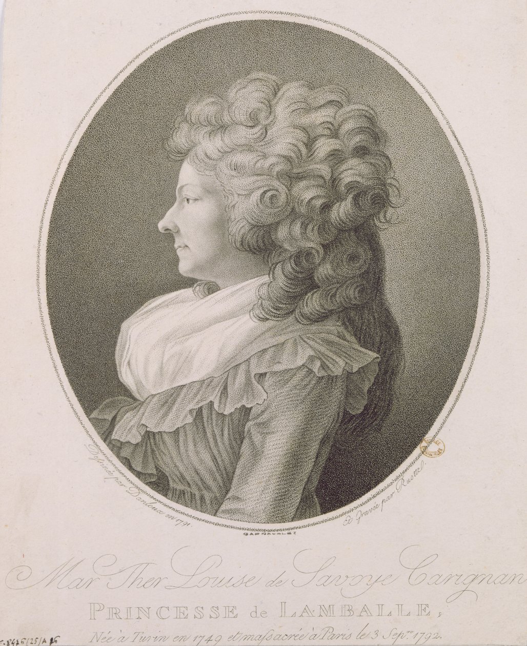 Marie Thérèse Louise de Savoie-Carignan (1749-92) Princesse de Lamballe - Henri Pierre Danloux