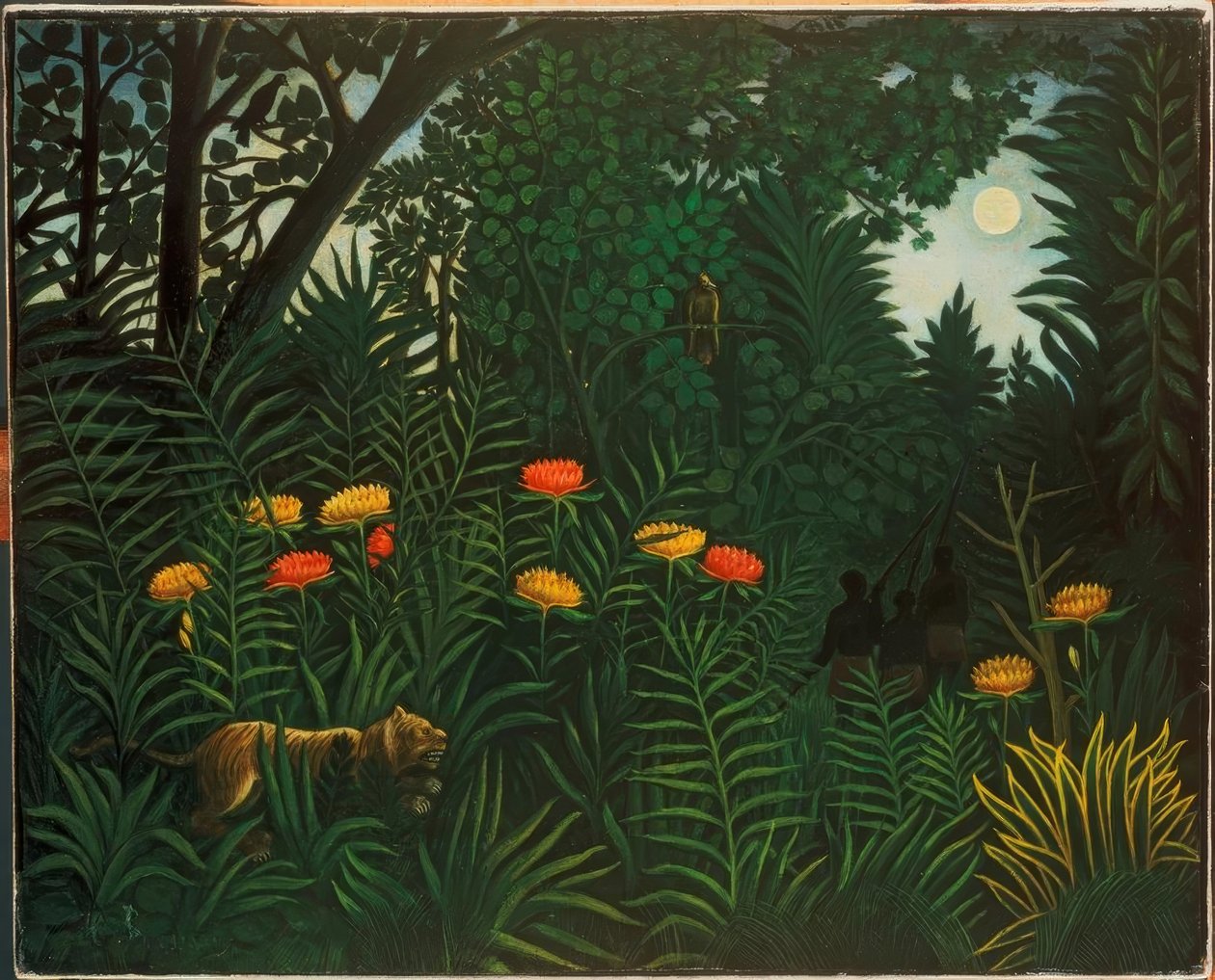 Paysage exotique avec tigre et chasseurs - Henri Rousseau