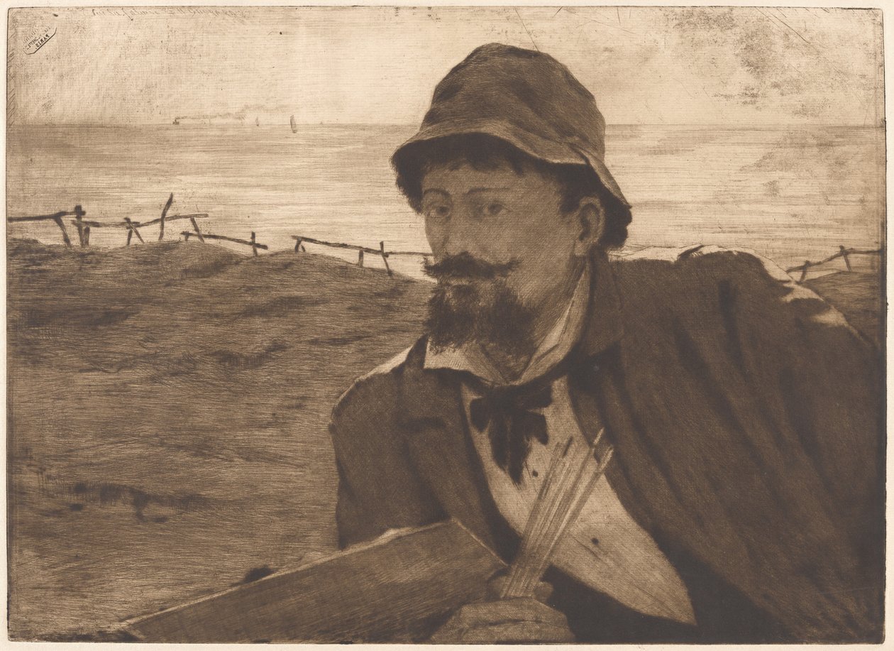 Sur la falaise [Self-Portrait] - Henri-Charles Guérard