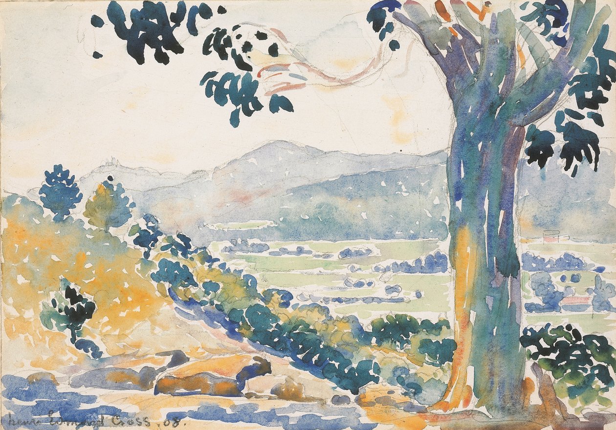 La plaine de Bormes (morning) - Henri-Edmond Cross