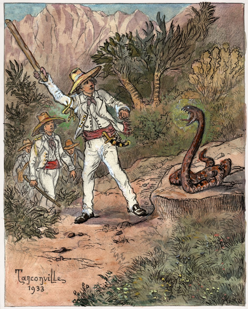 Attaque de serpent - Henri Garnier Tanconville