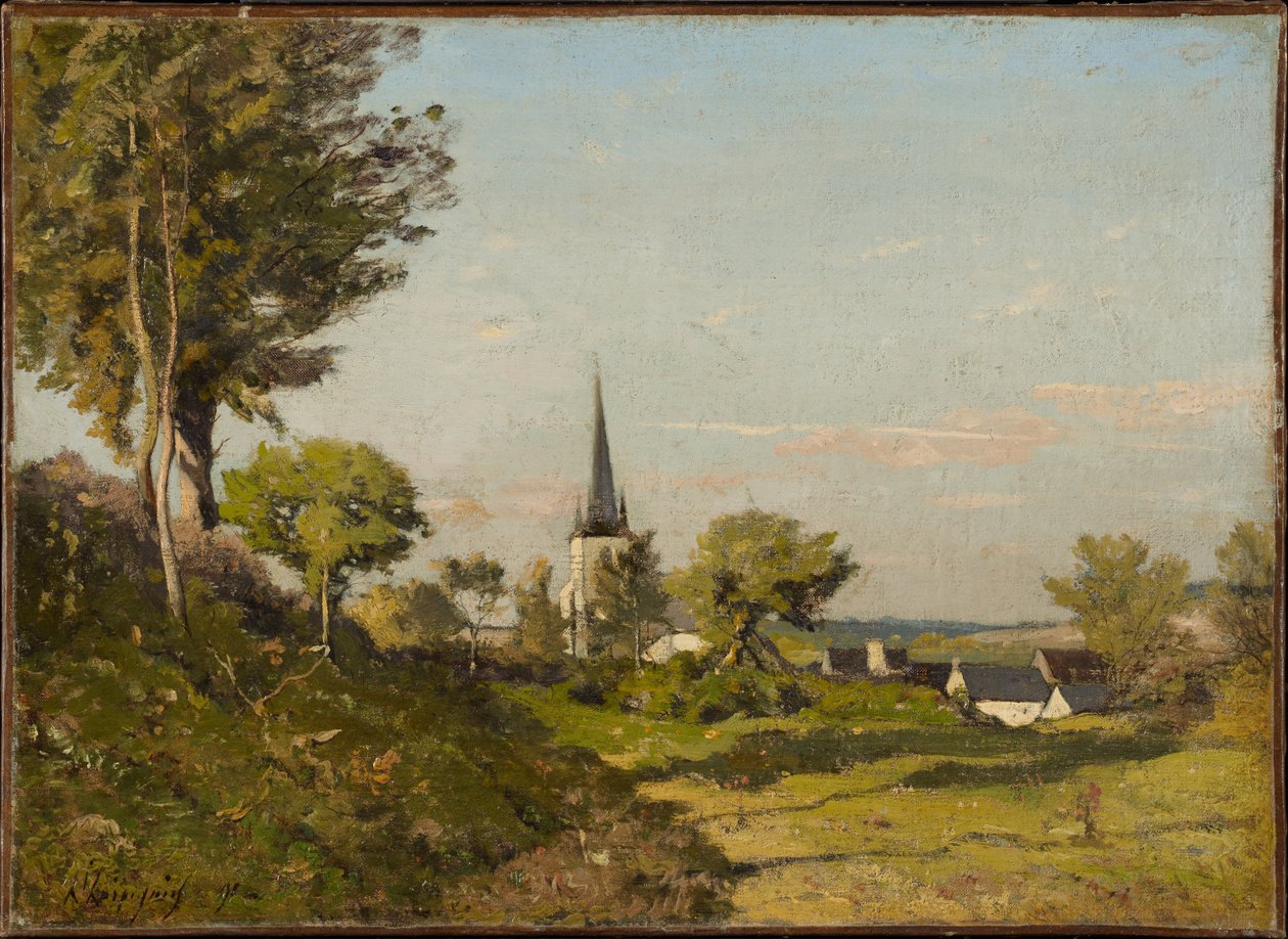 Paysage avec une église - Henri-Joseph Harpignies