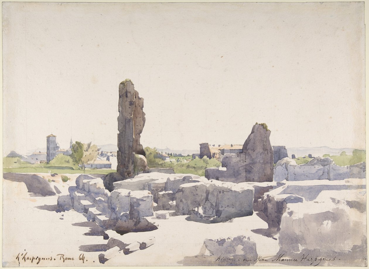 Vue du Colisée depuis la basilique de Domitien et le palais Flavien, Rome - Henri-Joseph Harpignies