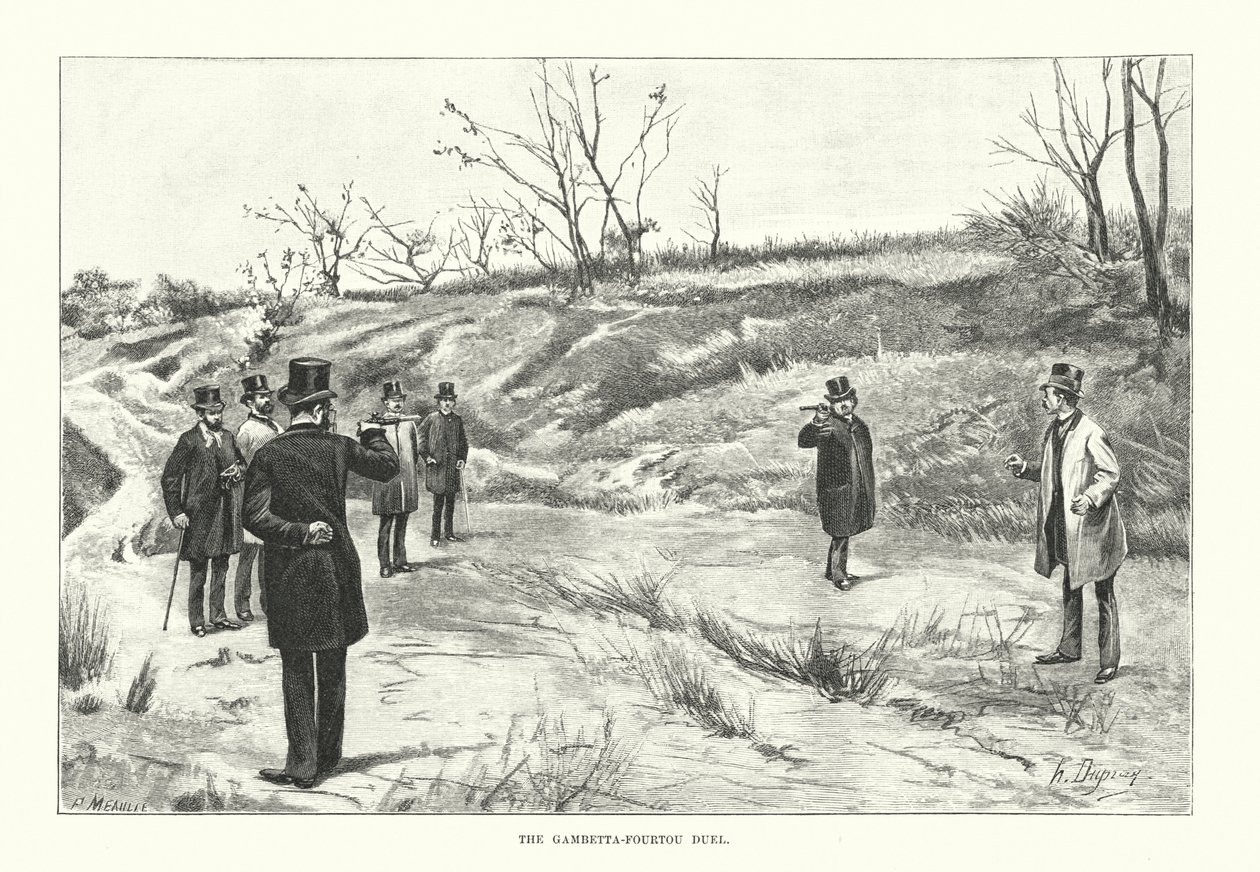 Le duel Gambetta-Fourtou (gravure) - Henri-Louis Dupray