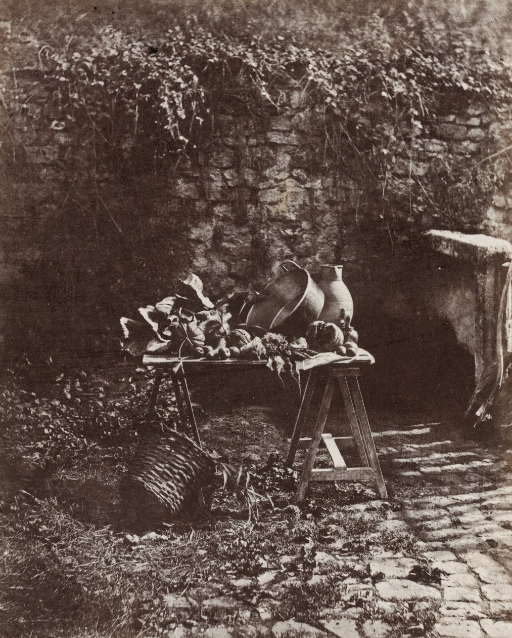 Nature Morte: chaudron, cruche et legumes, sur une table a tretaux (Still Life: Pot, Pitcher and Vegetables on a Sawhorse Table),c. 1852 (photo) - Henri Victor Regnault