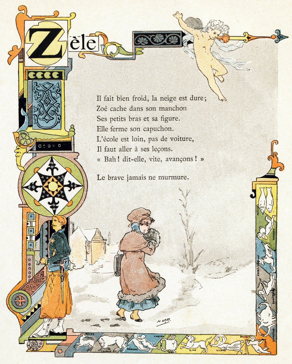 Illustration pour "Alphabet des bons exemples", vers 1890 - Henri (1858 1924) Gray