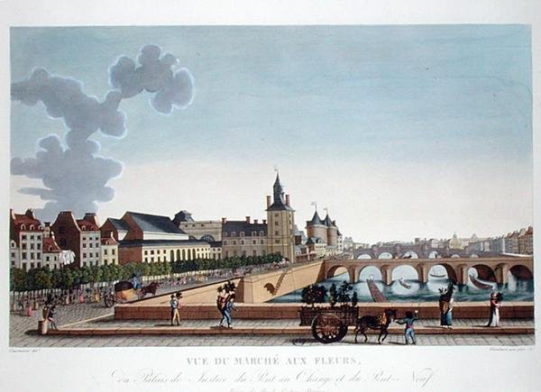 Vue du marché aux fleurs par le Palais de Justice, c.1816-20 - Henri (after) Courvoisier Voisin