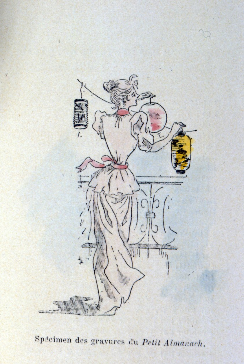Une femme avec des lanternes en papier - Henri Boutet