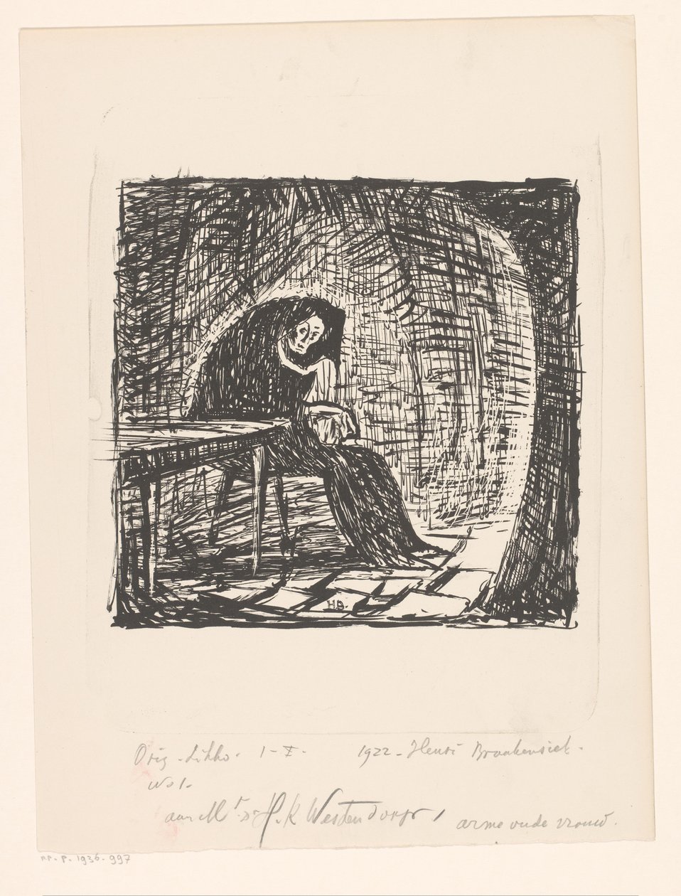 Pauvre vieille femme - Henri Braakensiek (signed by artist)