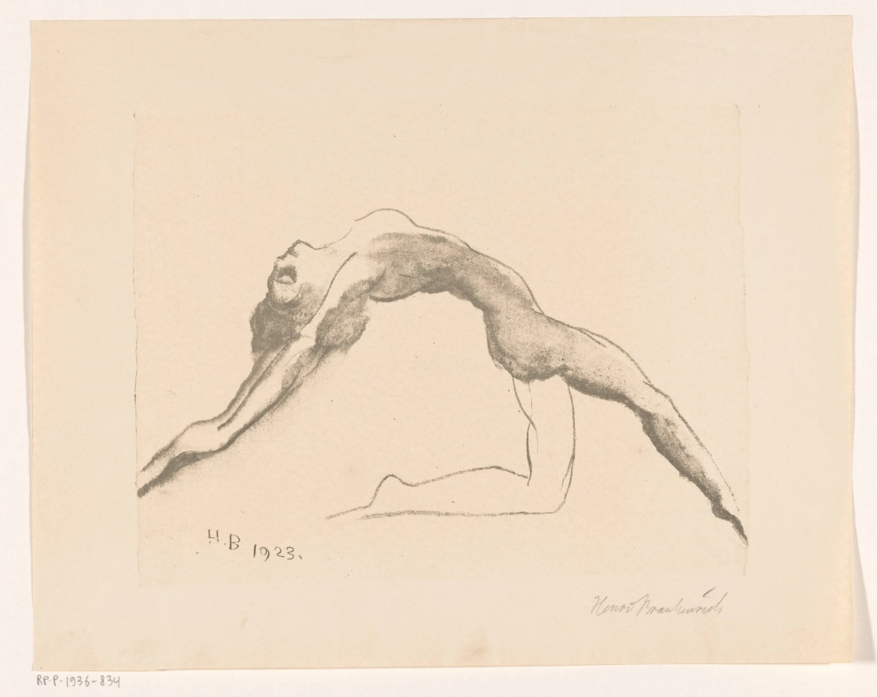 Femme nue sautant en arrière - Henri Braakensiek (signed by artist)