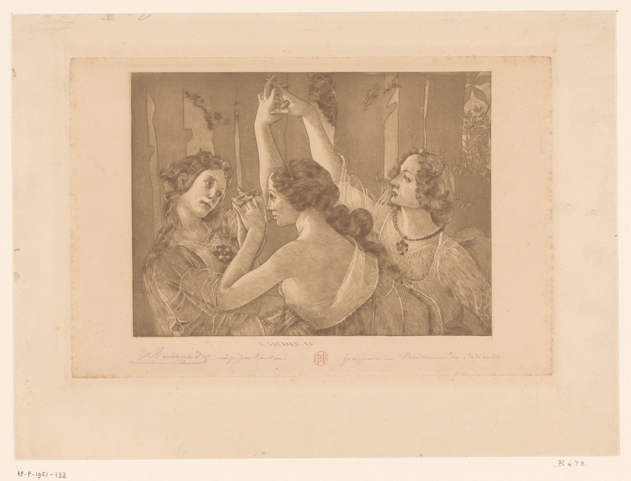 Les Trois Grâces de la Primavera - Henri Charles Guérard (signed by artist)