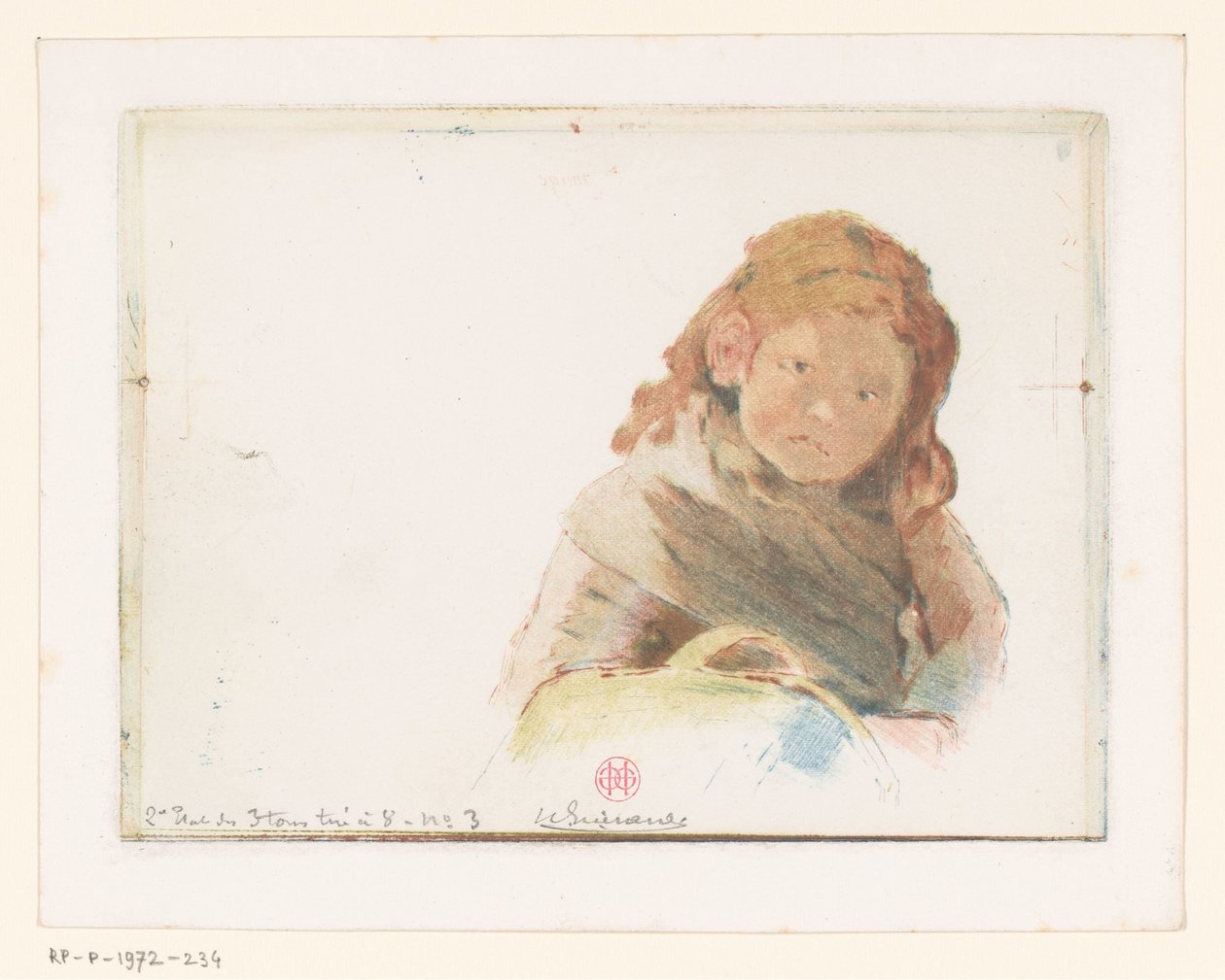 Fille avec panier dans un pré fleuri - Henri Charles Guérard (signed by artist)