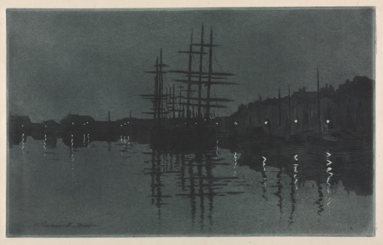 Effet de lune à Dieppe, vers 1885 - Henri Charles Guérard