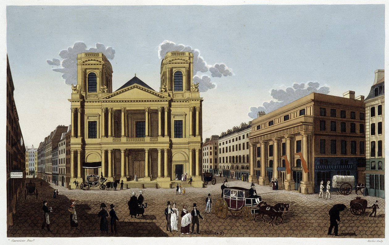 Église Saint-Eustache, vers 1820 - dans « Vues de Paris » par Courvoisier - Henri Courvoisier Voisin