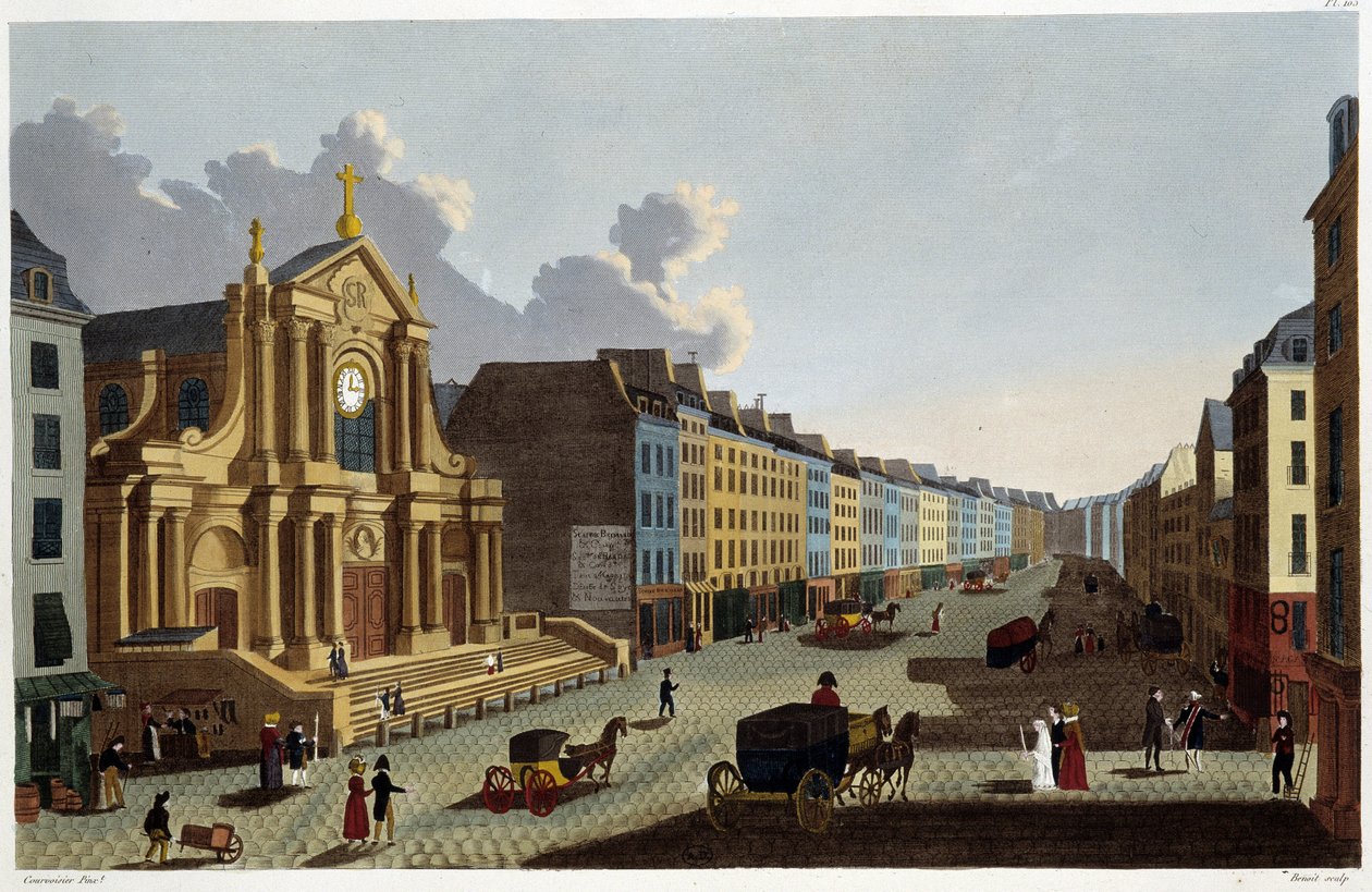 Église Saint-Roch, vers 1820 - dans Vues de Paris par Courvoisier - Henri Courvoisier Voisin