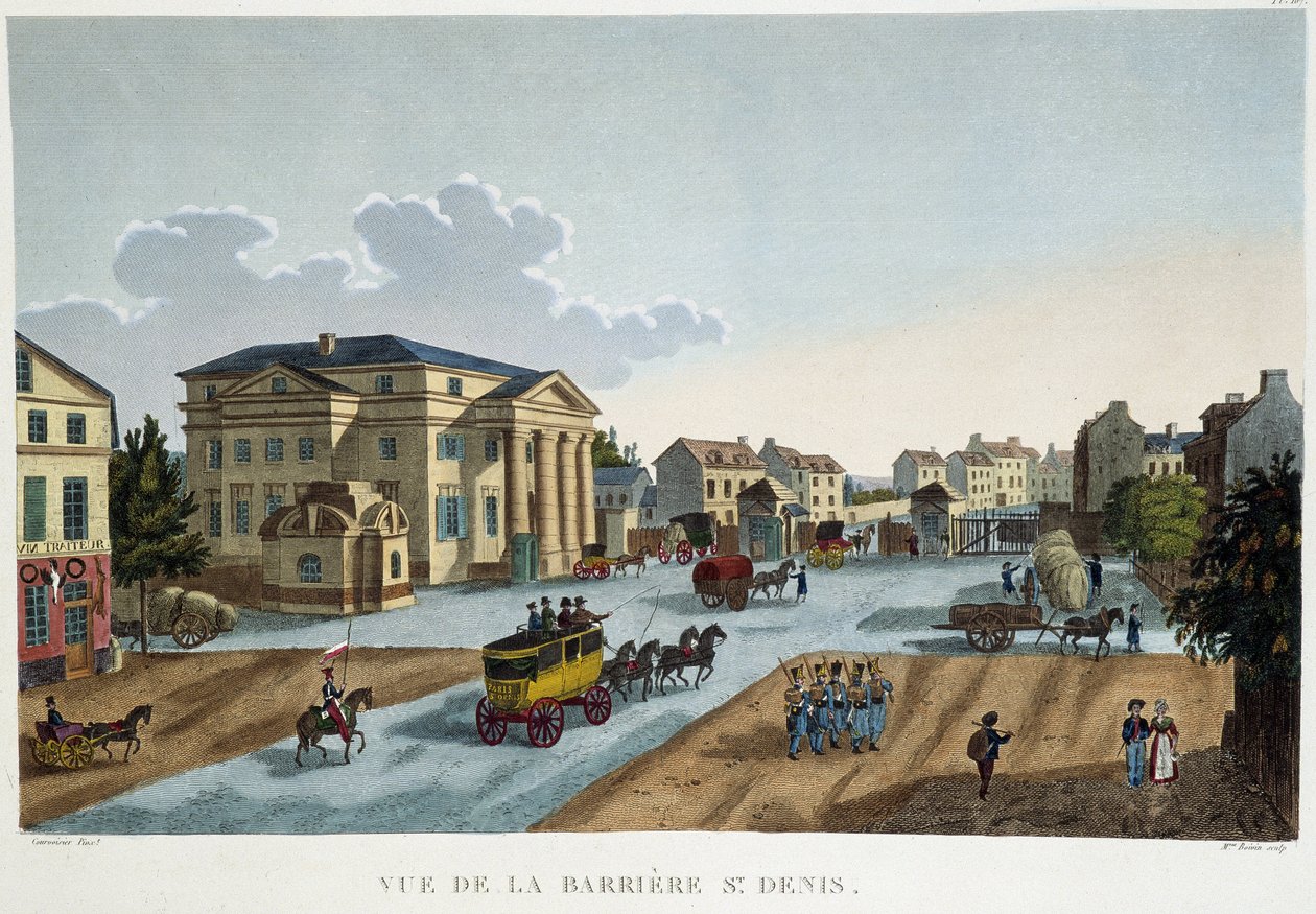 La barrière Saint-Denis, vers 1827 - dans "Vues de Paris" par Courvoisier - Henri Courvoisier Voisin