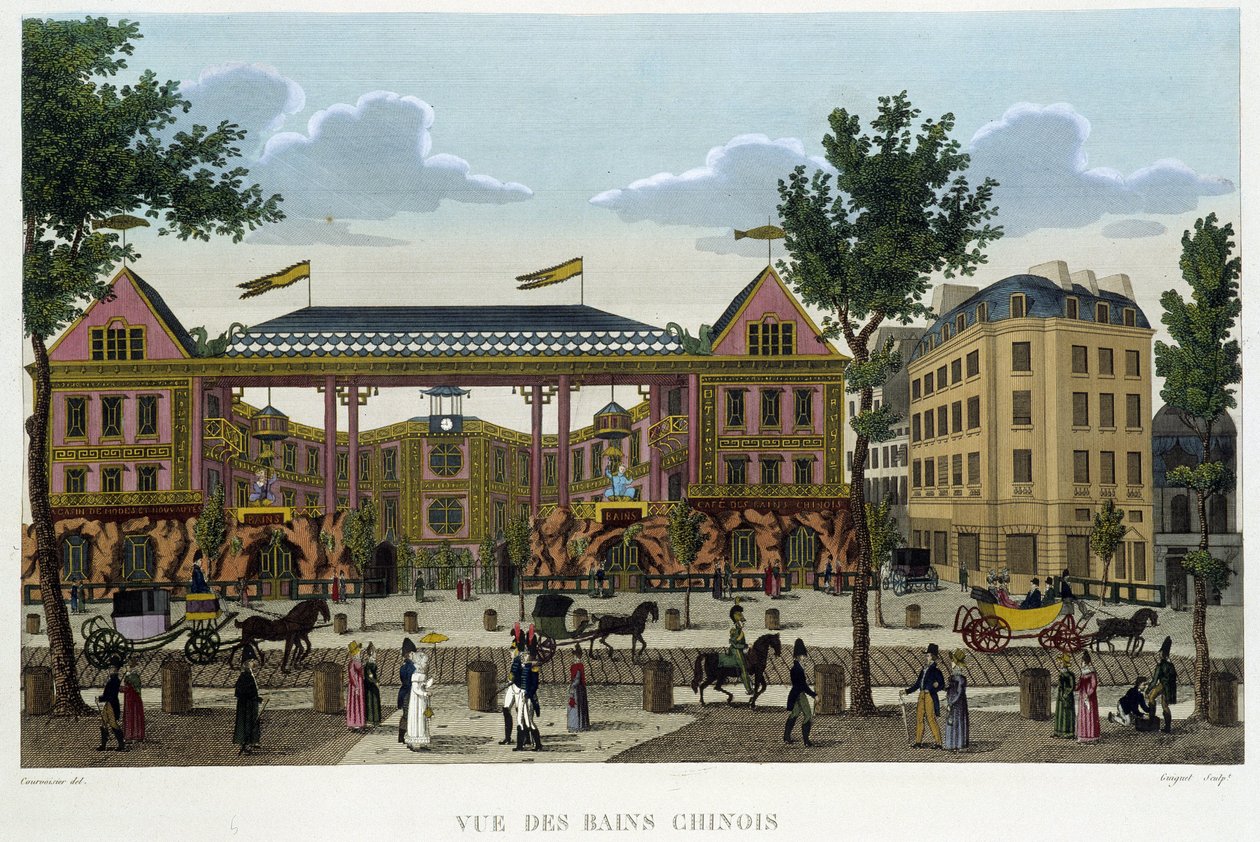 Les Bains Chinois, vers 1820 dans « Vues de Paris » par Courvoisier 1827 - Henri Courvoisier Voisin
