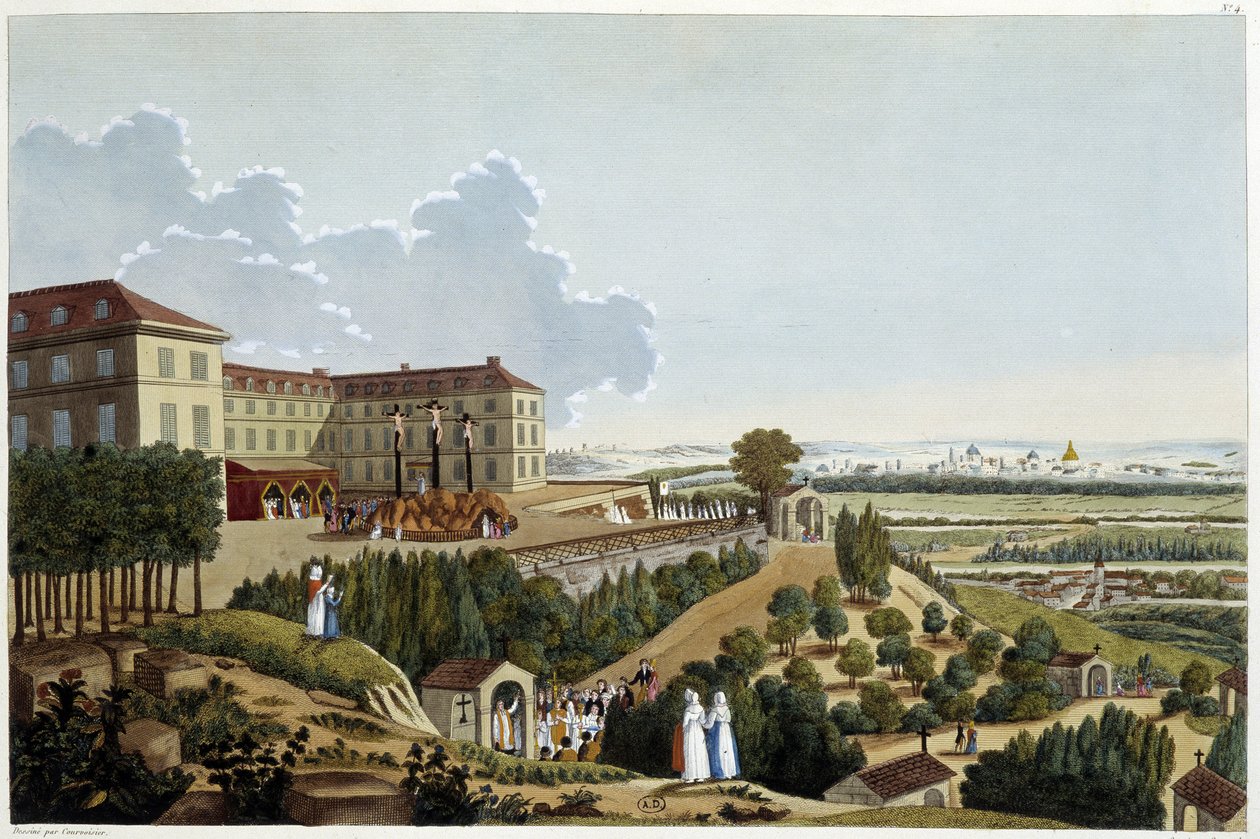 Vue du Calvaire, pendant les fêtes de la Sainte Croix, à Suresnes - Henri Courvoisier Voisin