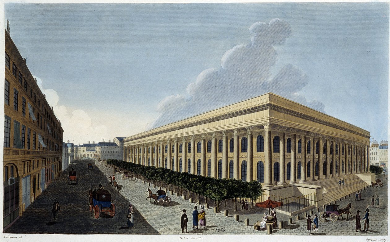 Vue de la nouvelle Bourse et du Tribunal de Commerce - dans Vues de Paris par Courvoisier - Henri Courvoisier Voisin