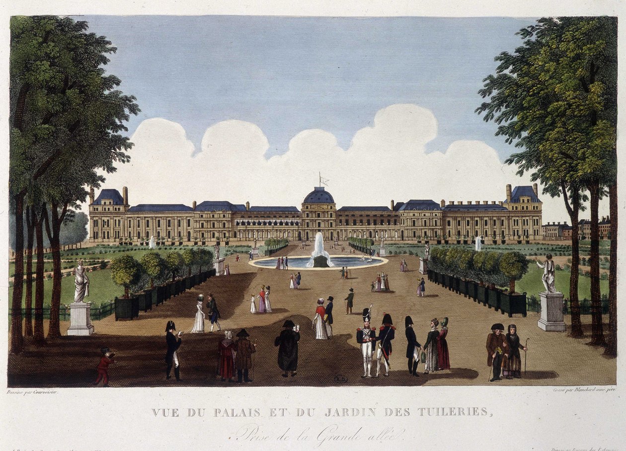 Vue du palais et du jardin des Tuileries - dans "Vues de Paris" par Courvoisier - Henri Courvoisier Voisin